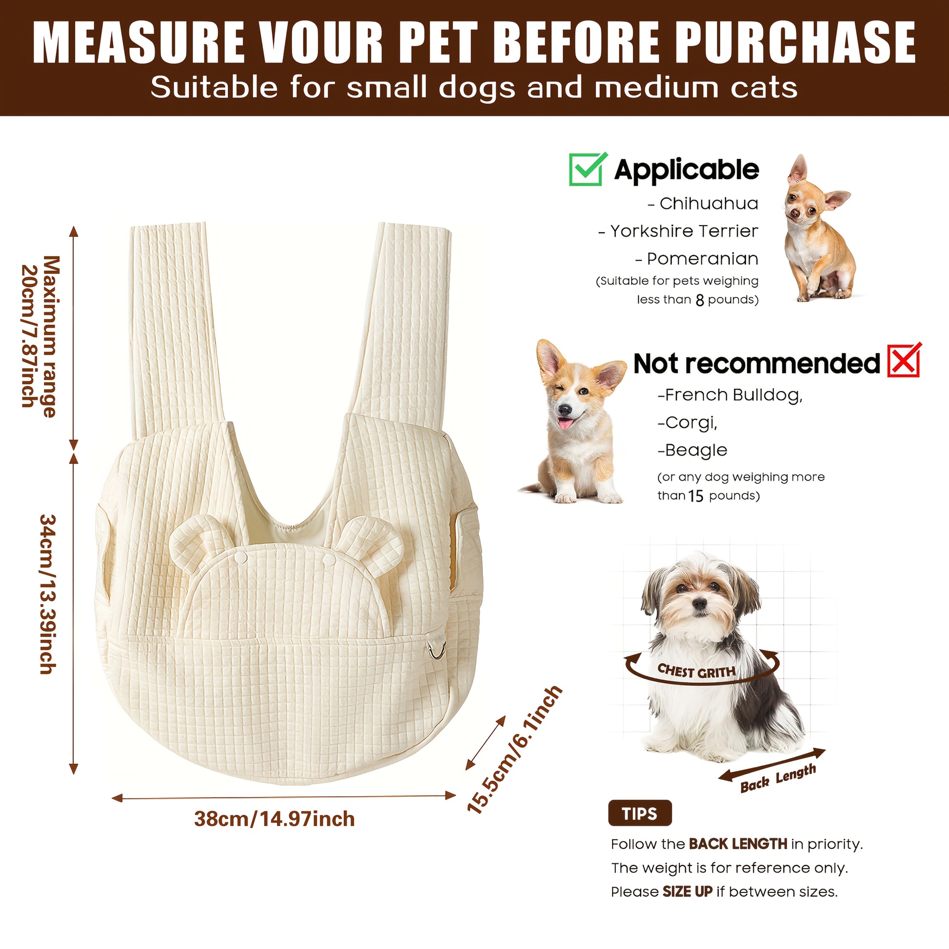 Quilted Teddy Carrier for Small Pets
