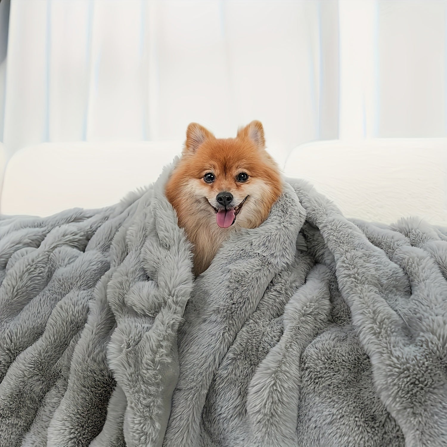 Faux Rabbit Fur Blanket in Grey