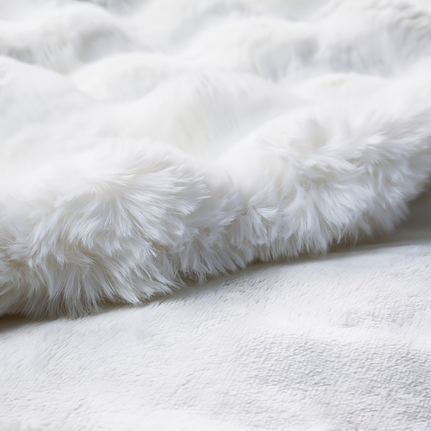 Faux Rabbit Fur Blanket in White
