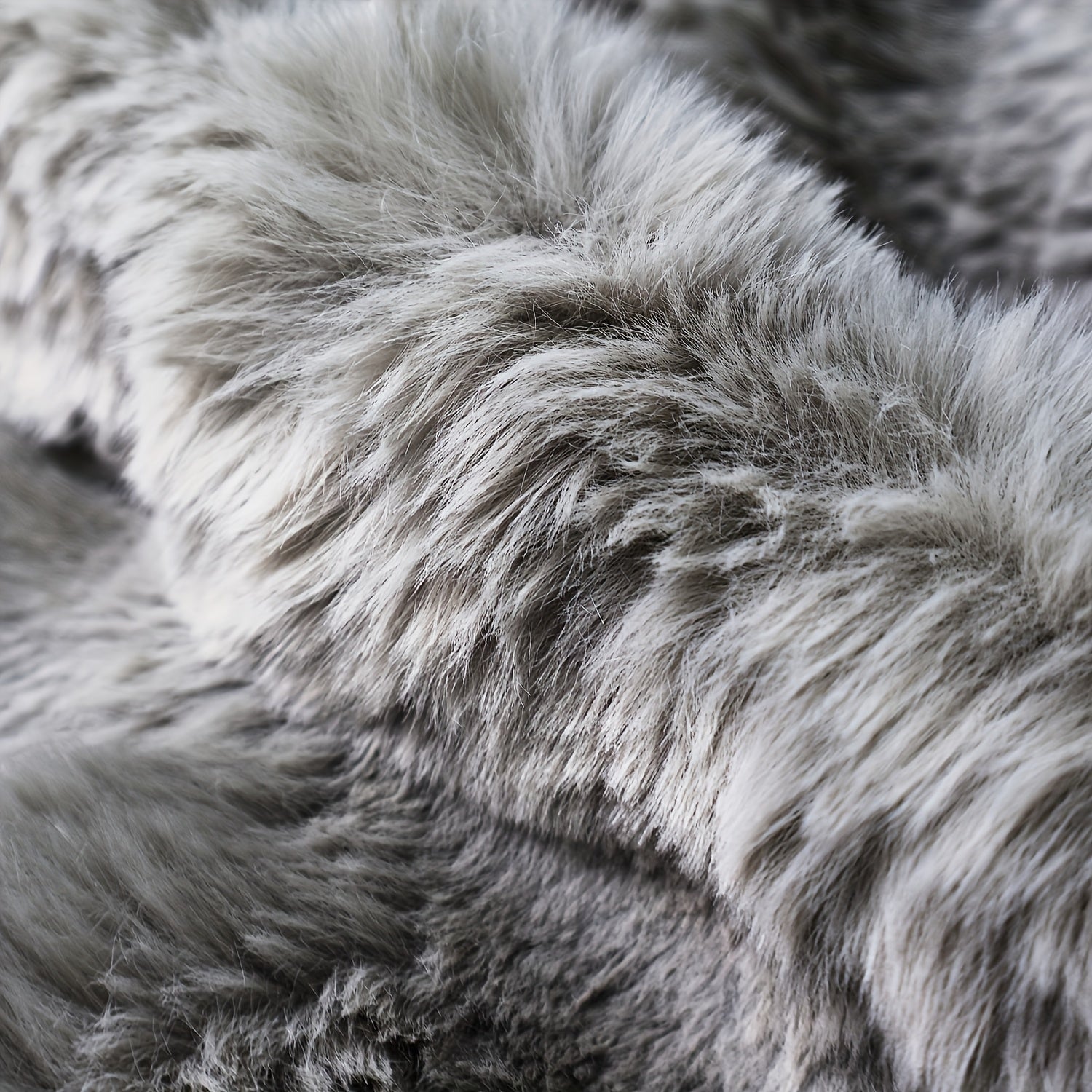 Faux Rabbit Fur Blanket in Grey