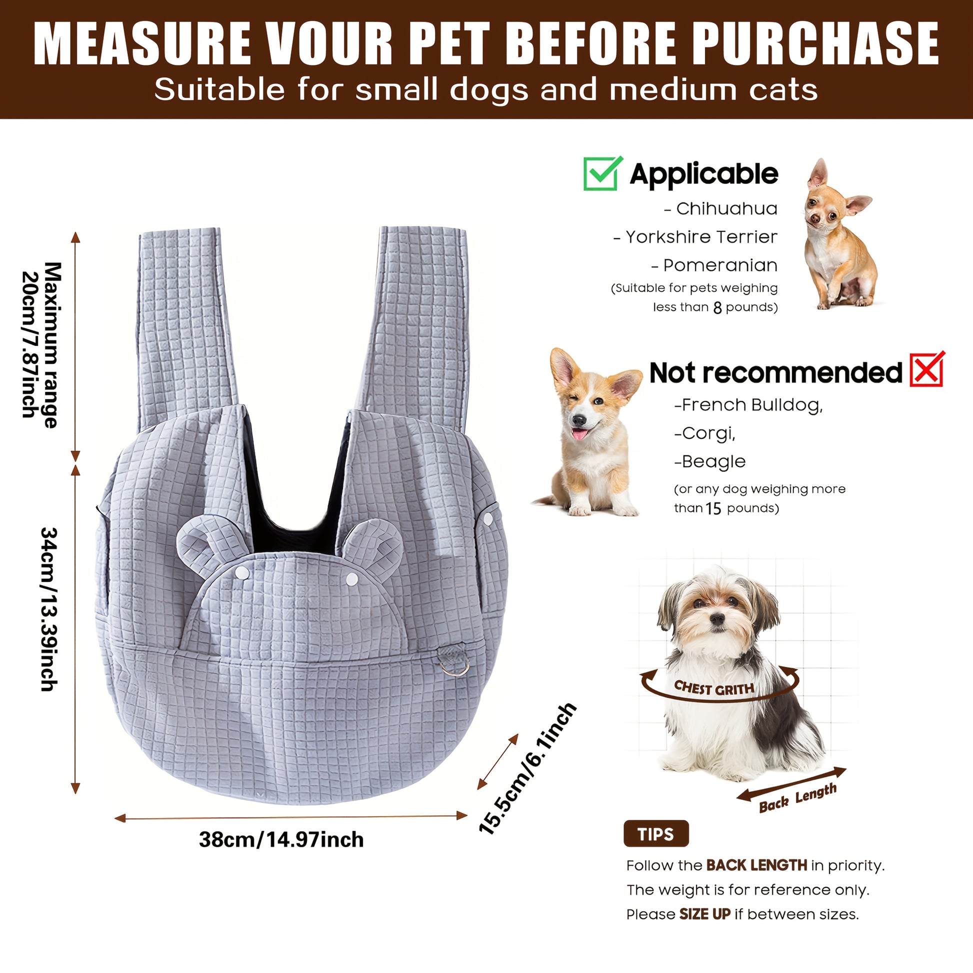 Quilted Teddy Carrier for Small Pets