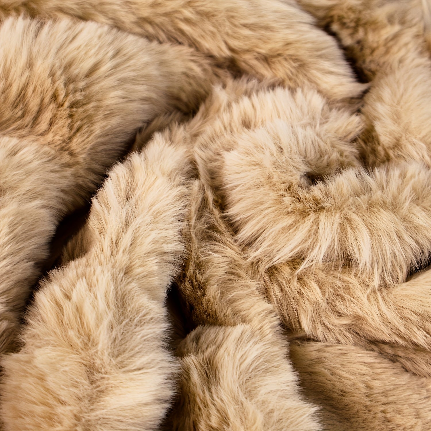 Faux Rabbit Fur Blanket in Fawn
