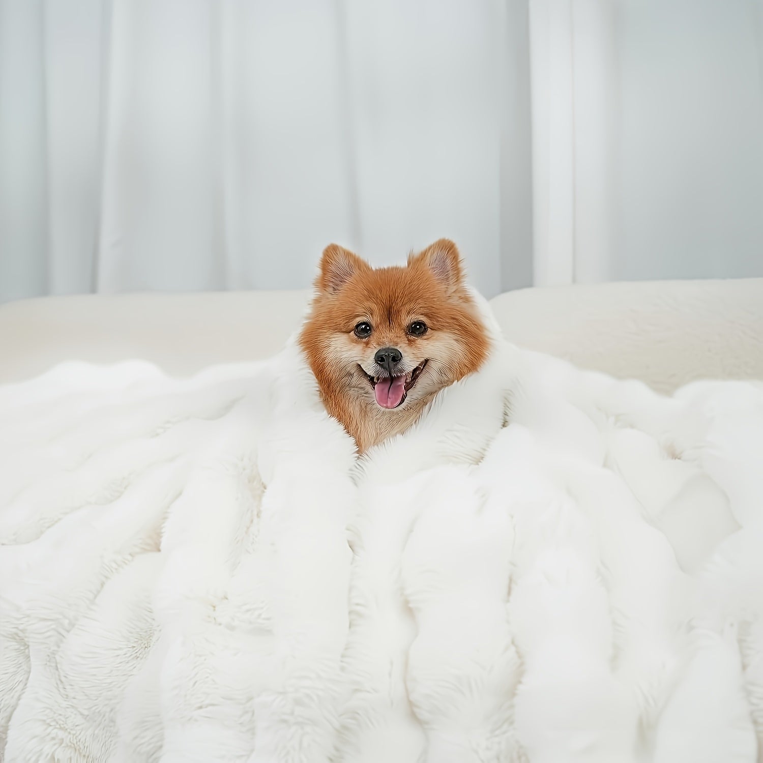 Faux Rabbit Fur Blanket in White