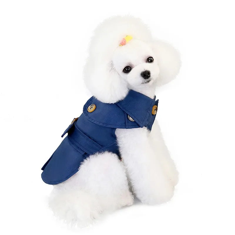 Classic Trench Coat for Small Dog in French Navy