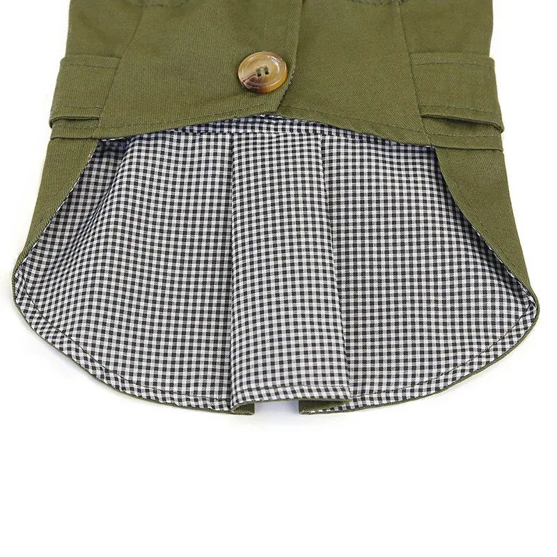 Classic Trench Coat for Small Dog in Army Green