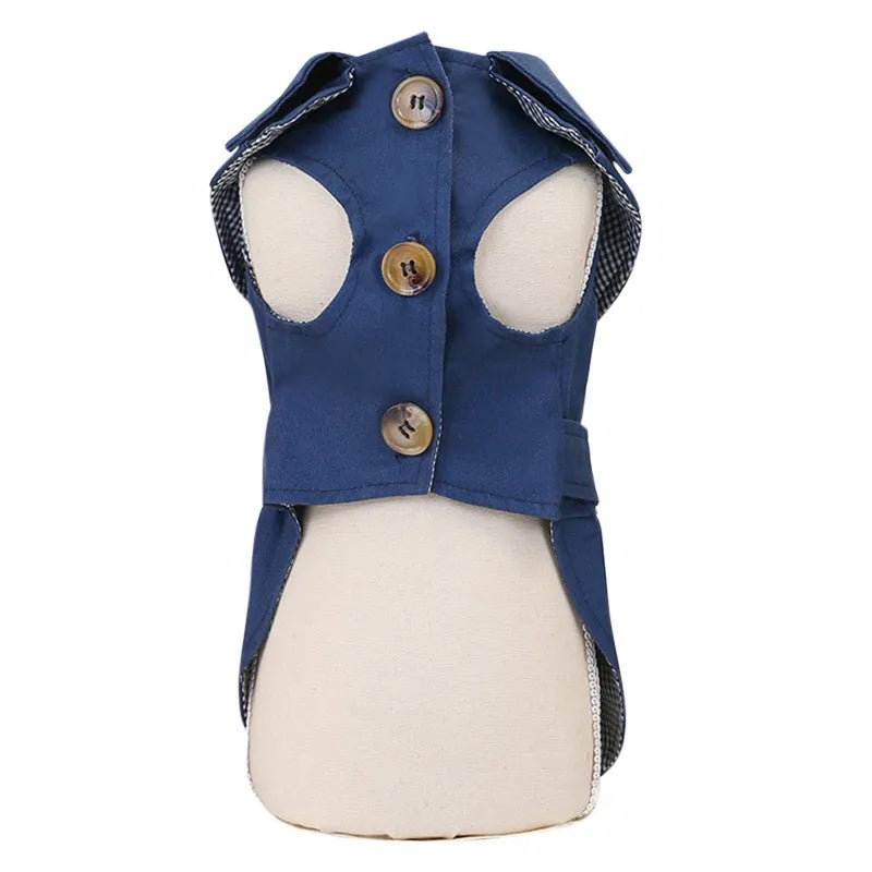 Classic Trench Coat for Small Dog in French Navy