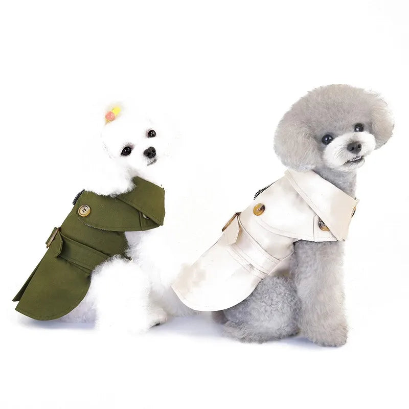 Classic Trench Coat for Small Dog in Khaki