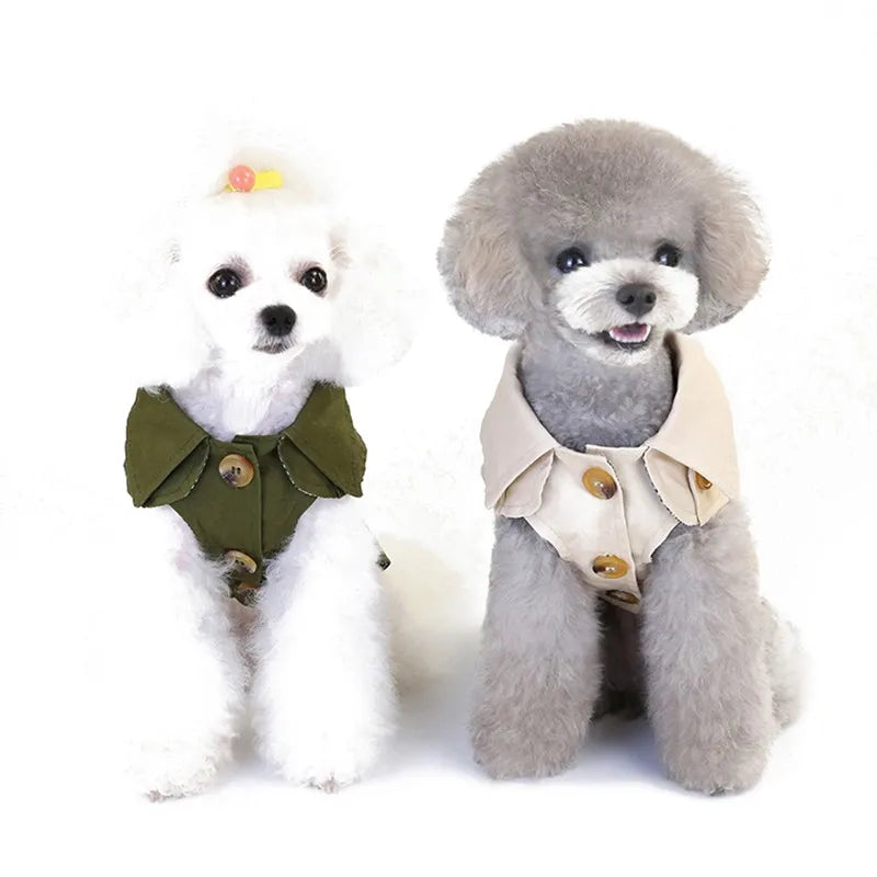 Classic Trench Coat for Small Dog in Khaki