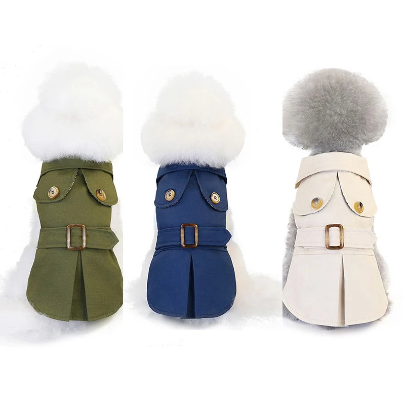 Classic Trench Coat for Small Dog in Khaki