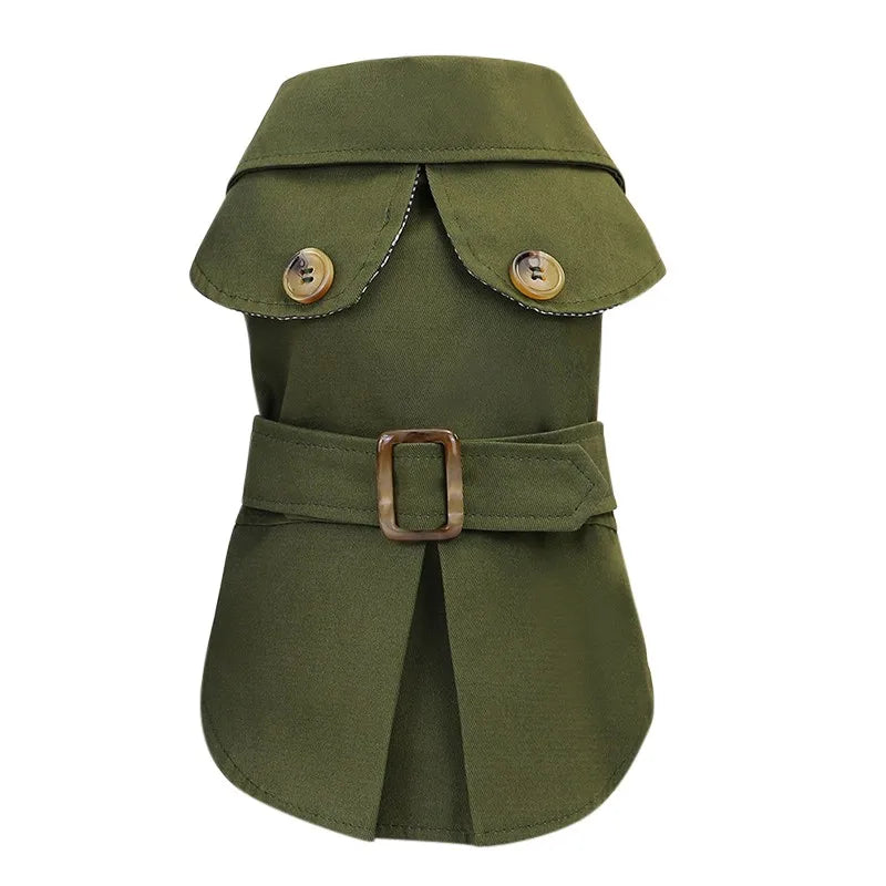 Classic Trench Coat for Small Dog in Army Green