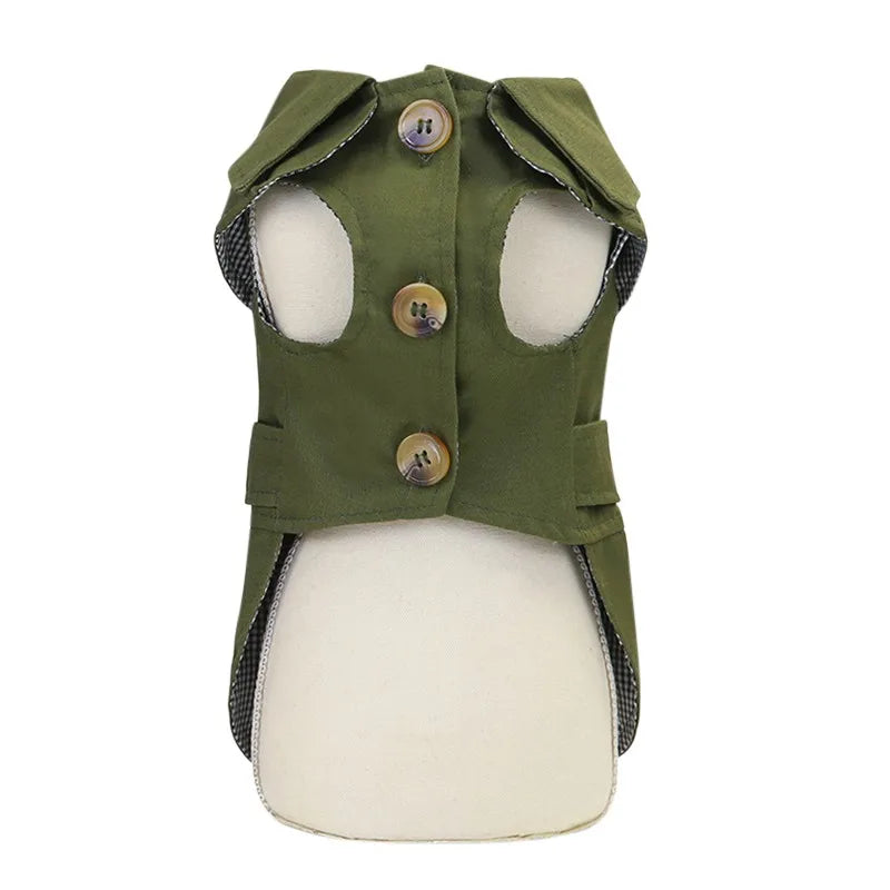 Classic Trench Coat for Small Dog in Army Green