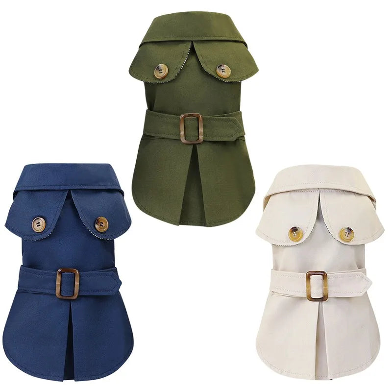 Classic Trench Coat for Small Dog in Khaki