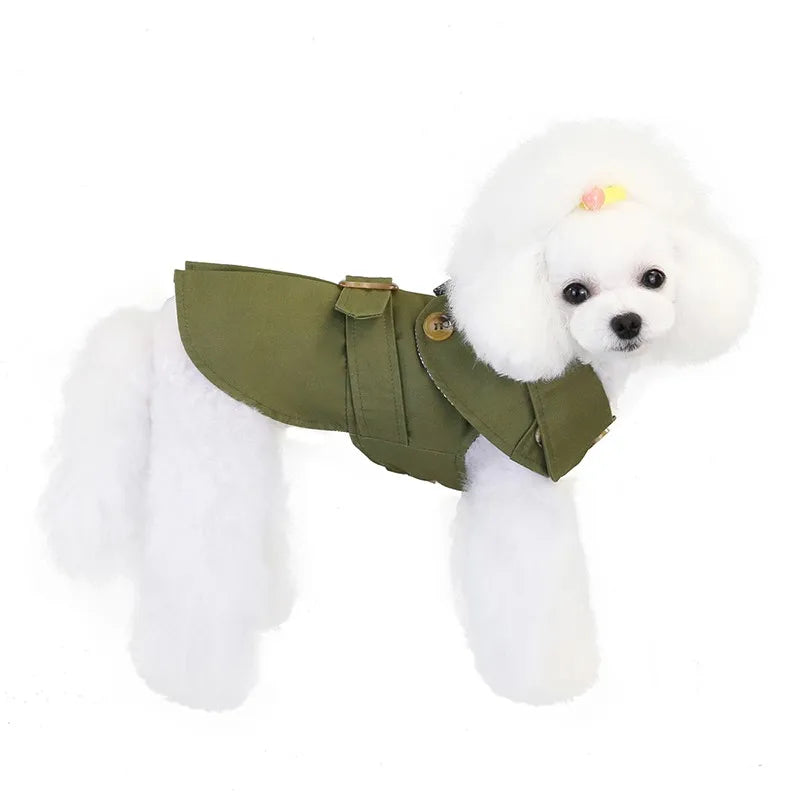 Classic Trench Coat for Small Dog in Army Green