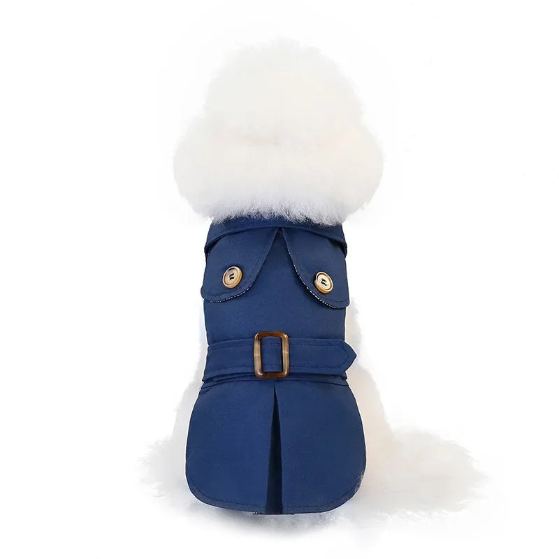 Classic Trench Coat for Small Dog in French Navy