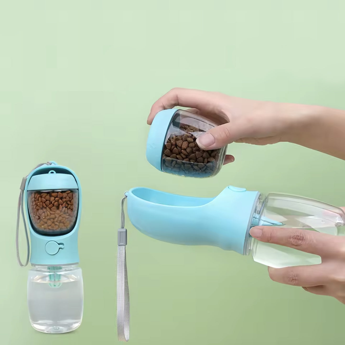 Portable Food and Water Dispenser Bottle in Blue