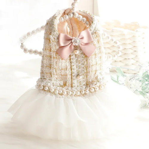 Ballerina Tweed and Tulle Dress in Ivory and Rose