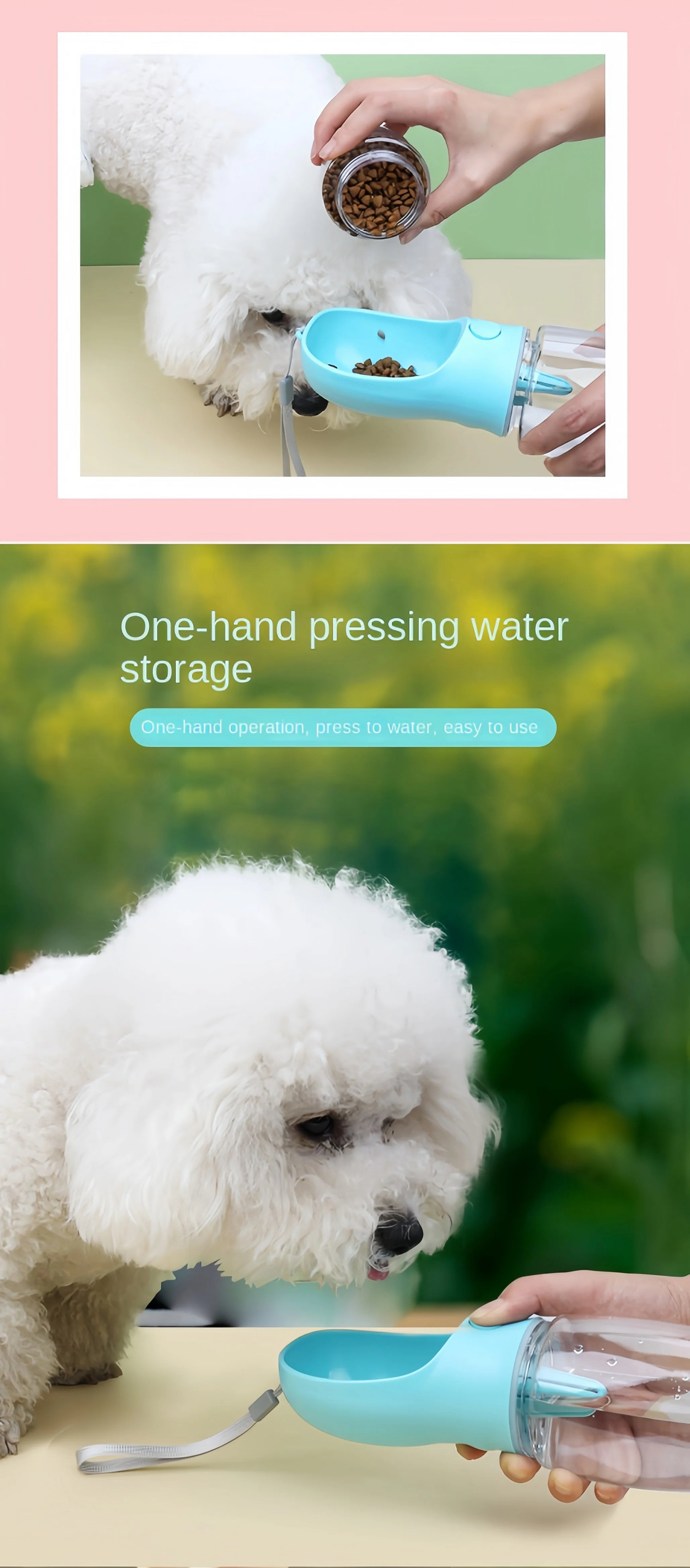 Portable Food and Water Dispenser Bottle in Blue
