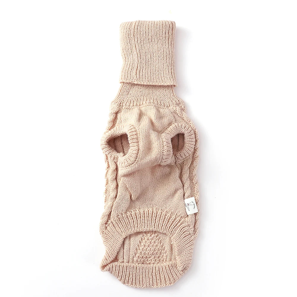 Turtleneck Diamond-Knit Sweater in Oatmeal for Italian Greyhound/Whippet