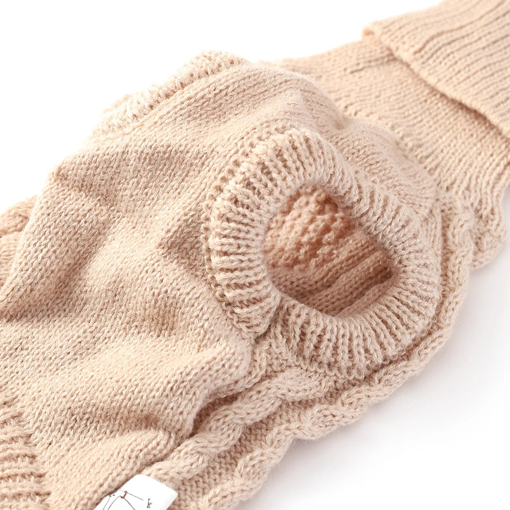 Turtleneck Diamond-Knit Sweater in Oatmeal for Italian Greyhound/Whippet
