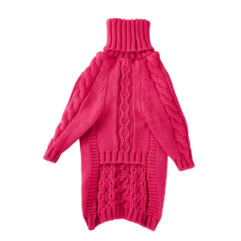 Chunky Turtleneck Cableknit Sweater in Cerise Pink for Italian Greyhound or Whippet