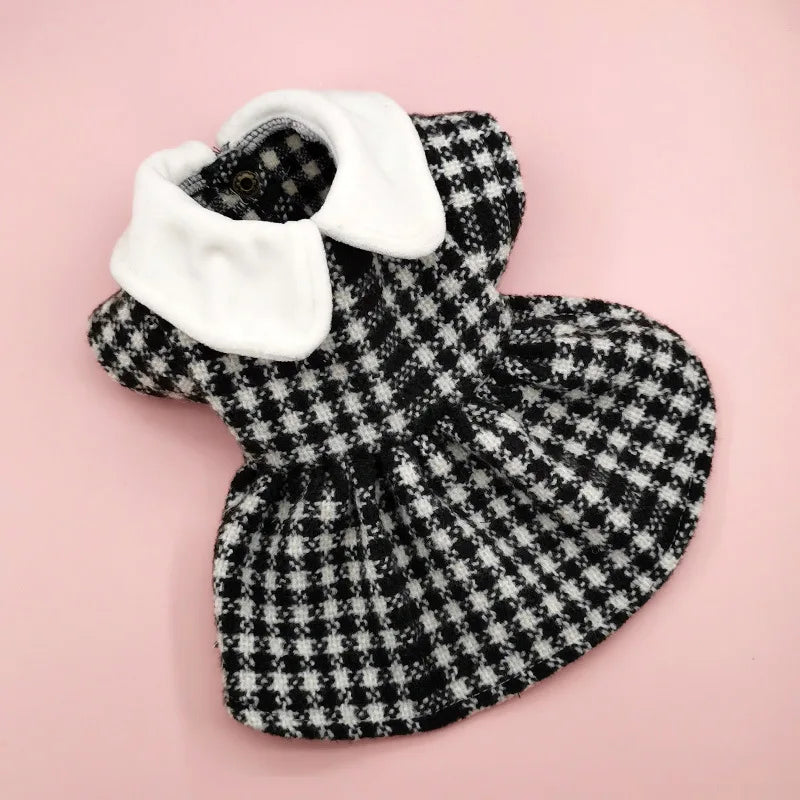 Patterned Tweed Dress Set - Black and White Check