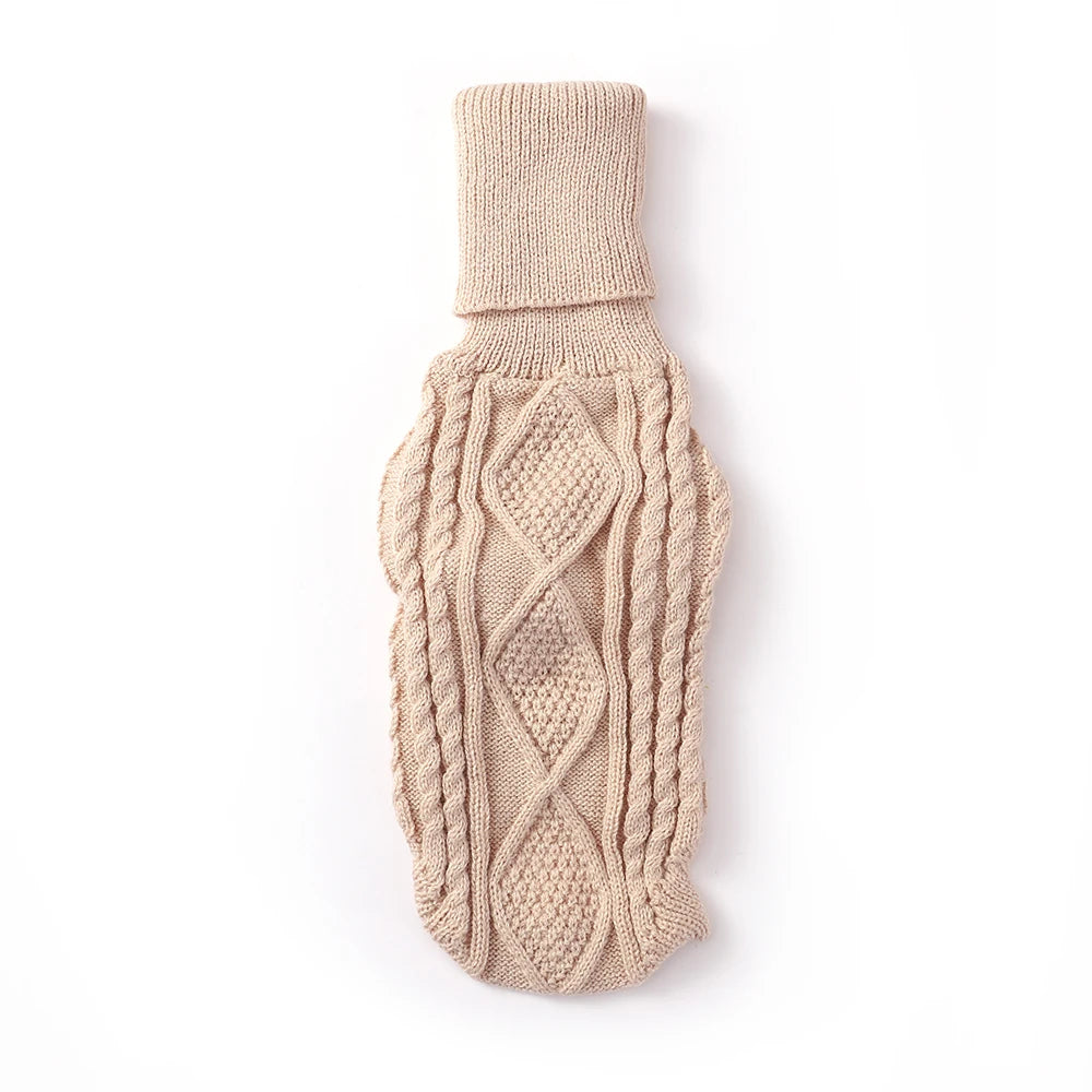 Turtleneck Diamond-Knit Sweater in Oatmeal for Italian Greyhound/Whippet