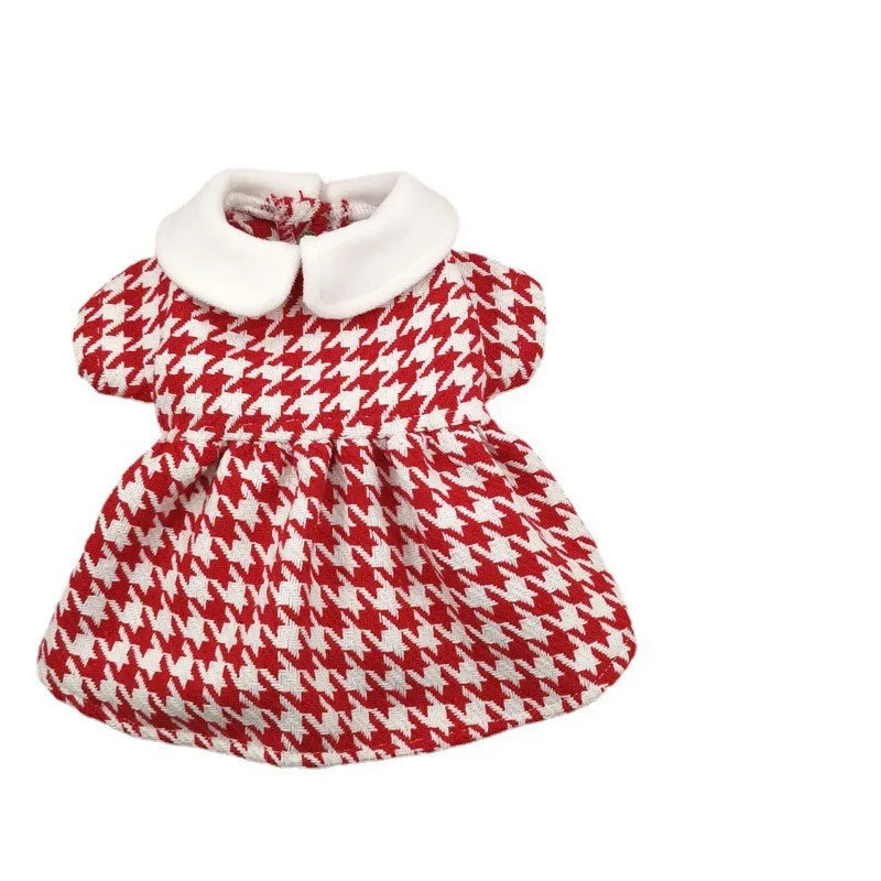 Patterned Tweed Dress Set in Red Houndstooth