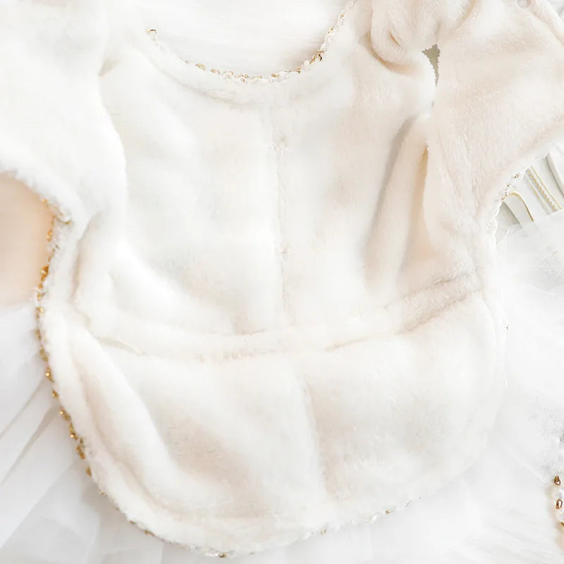 Ballerina Tweed and Tulle Dress in Ivory and Rose