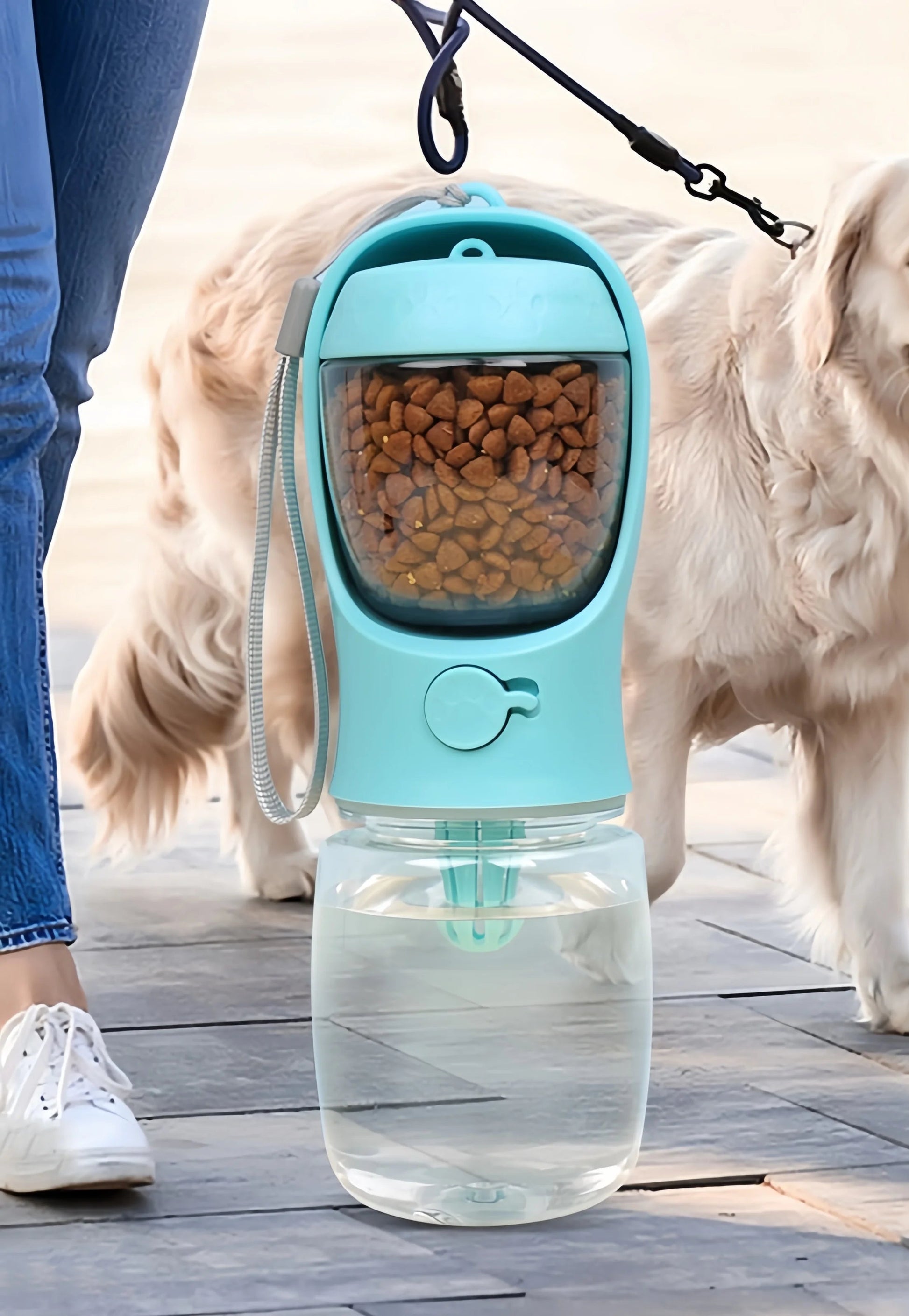 Portable Food and Water Dispenser Bottle in Blue