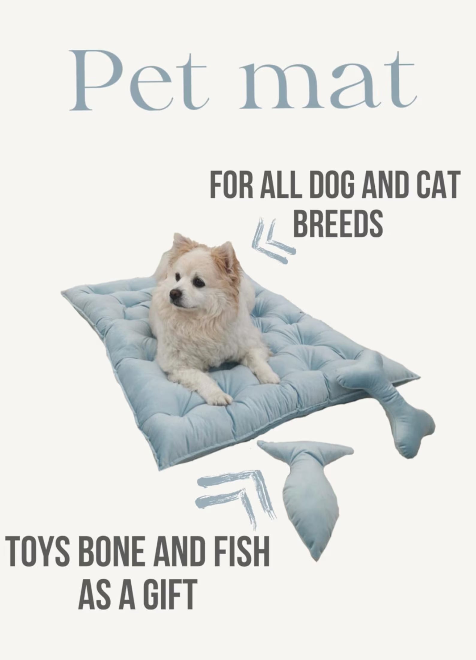 Velvet Dog Pillow Bed in Sky Blue