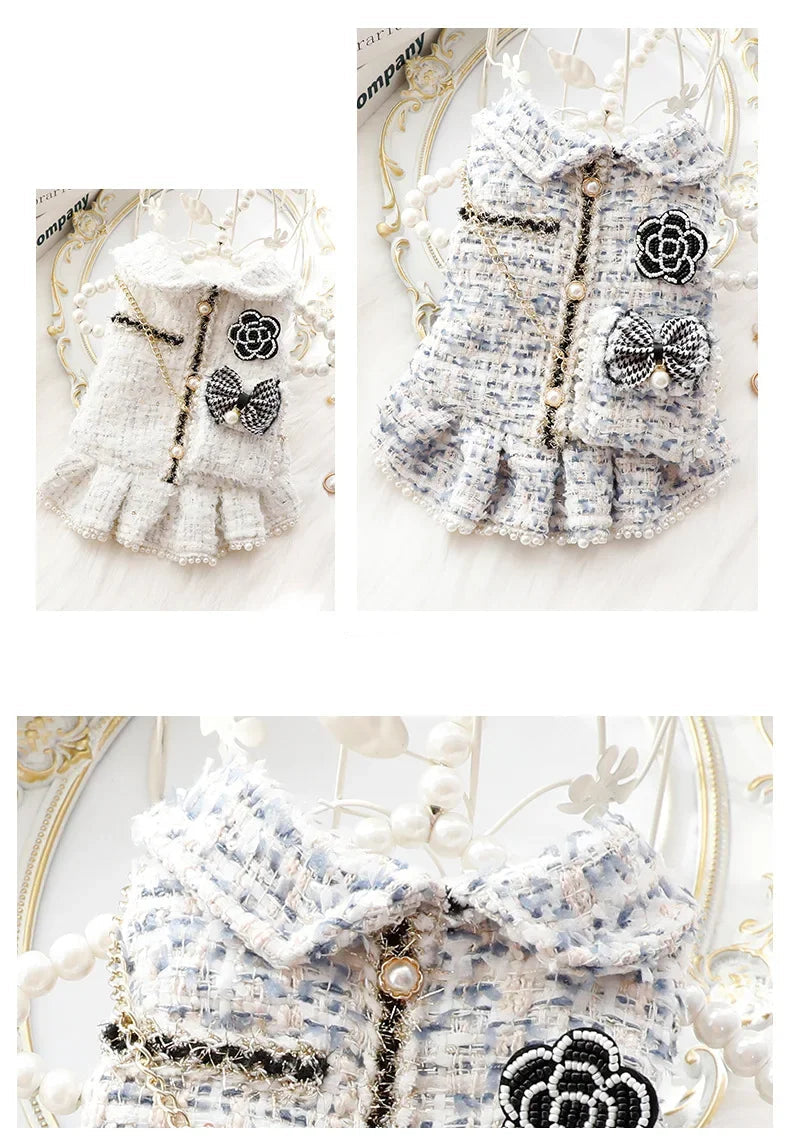 Princess Dress in Blue Tweed