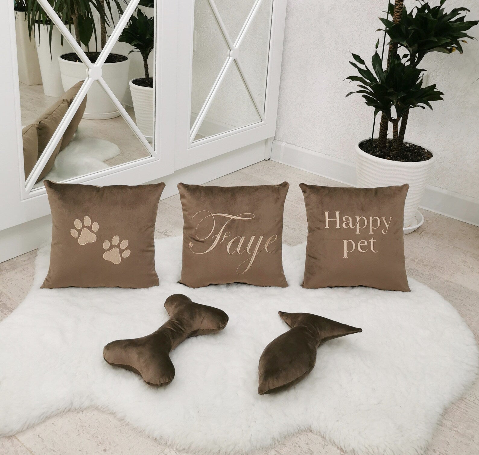 Velvet Dog Bed in Bronze
